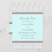 Blue Grey Wedding Save the Date Card (Voorkant / Achterkant)