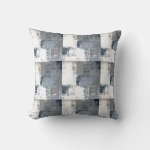 Blue Grey & White Moderne Décor Abstrait Coussin