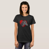 Blue Greyhound Face Red Heart Dog T-shirt (Voorkant volledig)