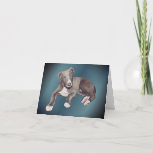 Blue Greyhound Puppy Dog Personalized Note Kaart (Voorkant)