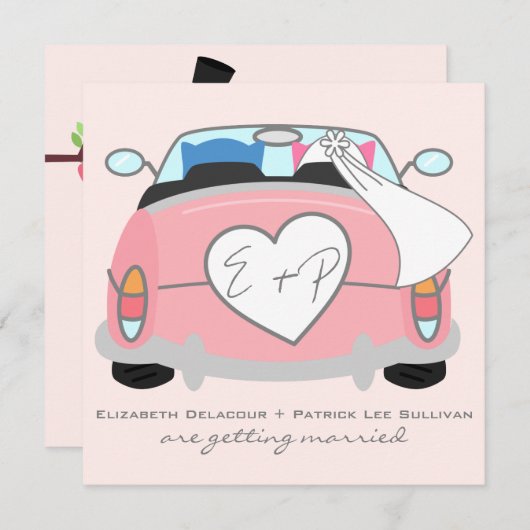 Blue Groom Owl & Pink Bride Owl Weddenschap Kaart (Voorkant / Achterkant)