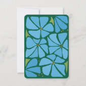 Blue Groovy Flower Pattern Wedding Enclosure Kaart (Achterkant)