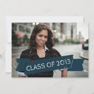 Blue Grunge Banner 2013 Afstudeerder Invitation Kaart