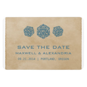 Blue Grunge D20 Dice Gamer Save the Date Magnet Magneet