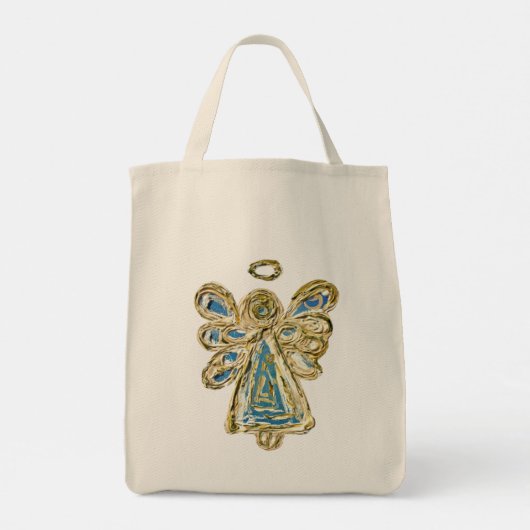 Blue Guardian Angel Art Custom Canvas tas (Achterkant)