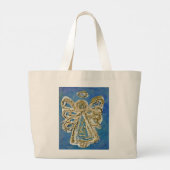 Blue Guardian Angel Art Custom Canvas tas (Achterkant)