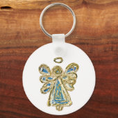 Blue Guardian Angel Art Custom Sleutelhanger (Voorkant)