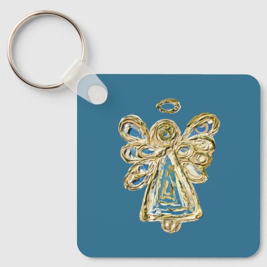 Blue Guardian Angel Art Custom Sleutelhanger (Voorkant)