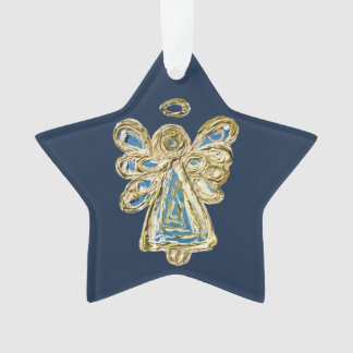 Blue Guardian Angel Art Kersthanger Ornament