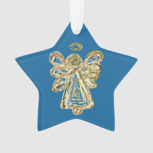 Blue Guardian Angel Art Kerstster Ornament