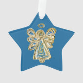 Blue Guardian Angel Art Noël Star Ornement (dos)