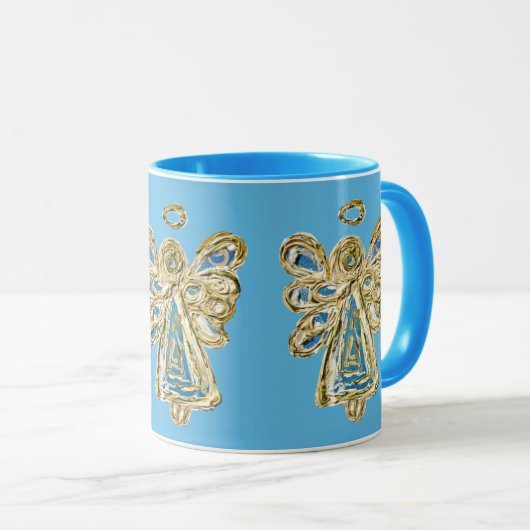 Blue Guardian Angel Custom Coffee Cup Mug (Devant droit)