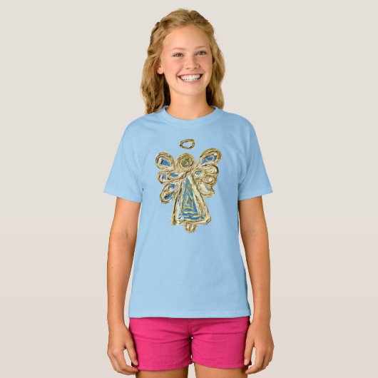 Blue Guardian Angel Custom Holiday Art T-shirt (Voorkant volledig)