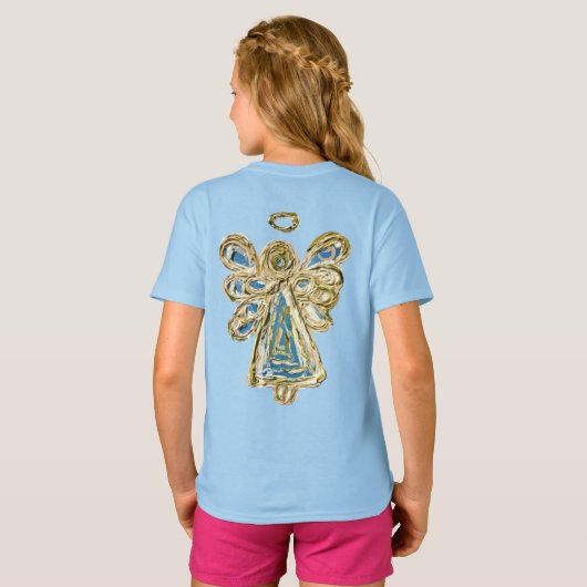 Blue Guardian Angel Custom Holiday Art T-shirt (Achterkant volledig)