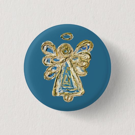Blue Guardian Holiday Angel Custom Button Pins (Voorkant)