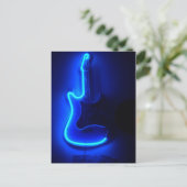 Blue Guitar, Cool Neon Sign Briefkaart (Staand voorkant)