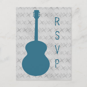 Blue Guitar Grunge RSVP Briefkaart