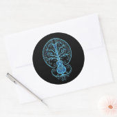 Blue Guitar Tree of Life on Black Ronde Sticker (Envelop)