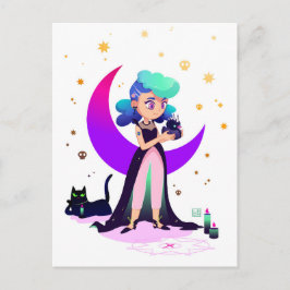 Blue Hair Girl en Gothic Duck Briefkaart