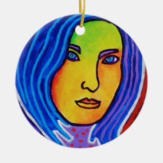Blue Hair Lady Keramisch Ornament