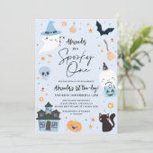 Blue Halloween 1st Birthday Invitation Kaart (Staand voorkant)