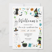 Blue Halloween Birthday Invitation Kaart (Voorkant)