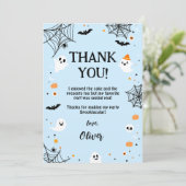 Blue Halloween Cute Ghost Bedankkaart (Staand voorkant)