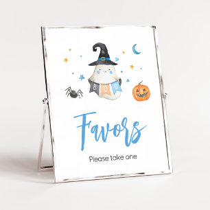 Blue Halloween Ghost Little Boo Baby shower Favori Poster