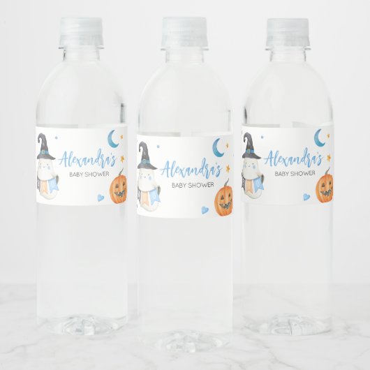 Blue Halloween Ghost Little Boo Bottle Étiquette (Bouteilles)