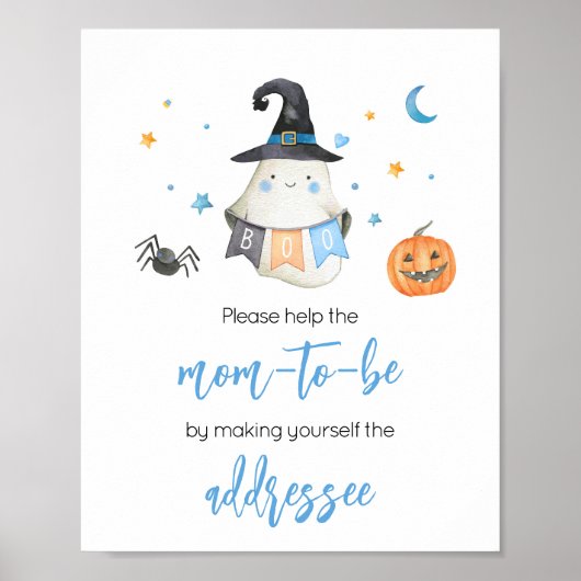 Blue Halloween Ghost Little Boo Envelope Station Poster (Voorkant)