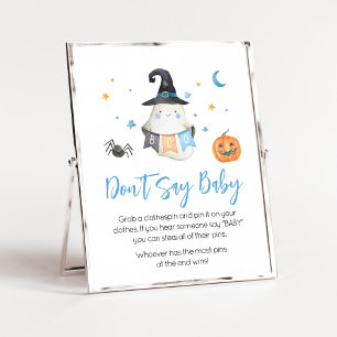 Blue Halloween Ghost Little Boo Zeg geen Baby Poster