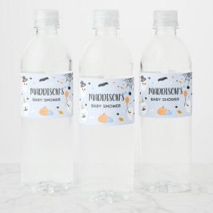 Blue Halloween Little Boo Baby shower Waterfles Etiket
