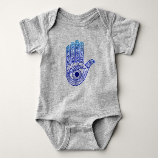 Blue Hamsa Hand / Evil Eye Defence / Hand of Mary Romper (Voorkant)