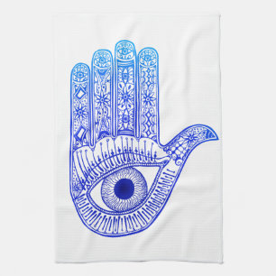 Blue Hamsa Hand / Evil Eye Defence / Hand of Mary Theedoek