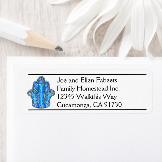 Blue Hamsa Return Address Labels (Insitu)