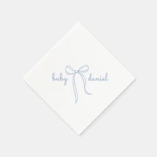 Blue Hand Drawn Bow Boy Baby shower Servet