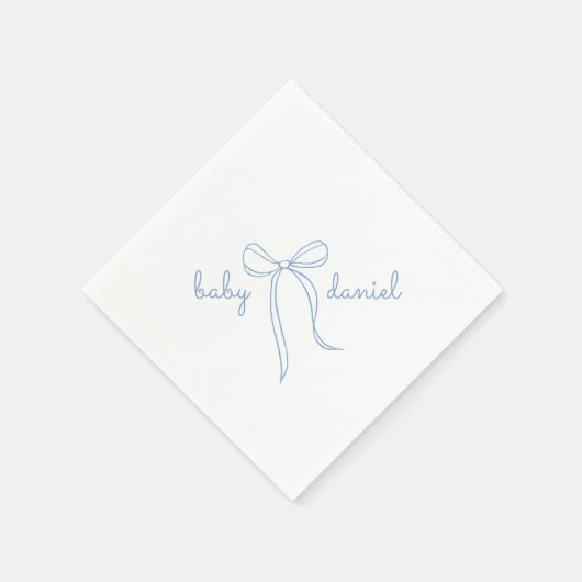 Blue Hand Drawn Bow Boy Baby shower Servet (Hoek)