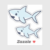 Blue Hand-Drawn Cartoon Baby Shark Scrapbook Sticker (Vel)