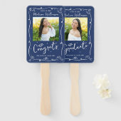 Blue Hand Drawn Doodle Style Graduation 2 Photo Handwaaier (Voorkant en achterkant)