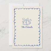 Blue hand drawn heart Whimsical Wedding details Kaart (Achterkant)