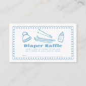 Blue Hand-Drawn Ski Baby Luier Raffle Ticket Informatiekaartje (Voorkant)