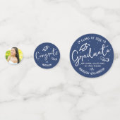 Blue Hand Drawn Style Doodles Graduation 3 Photo Confetti (Voorkanten)