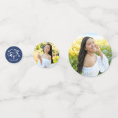 Blue Hand Drawn Style Doodles Graduation 3 Photo Confetti (Achterkanten)