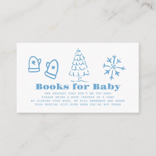 Blue Hand-Drawn Winter Baby Shower Book Request Informatiekaartje (Voorkant)