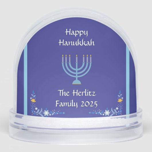 Blue HANOUKKA Menorah Personnaliser NOM DE LA PHOT (Avant)