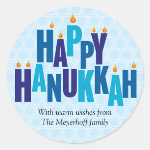 Blue Hanukkah Candle Lights Ronde Sticker