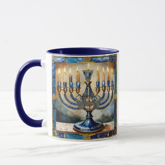 Blue Hanukkah Menorah Mok (Links)