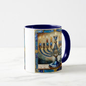 Blue Hanukkah Menorah Mok (Voorkant rechts)