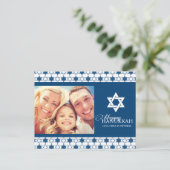 Blue Hanukkah sterren van David Pattern Foto Moder Feestdagenkaart (Staand voorkant)