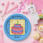 Blue Happy 1st Birthday Cake Bord (Feest)